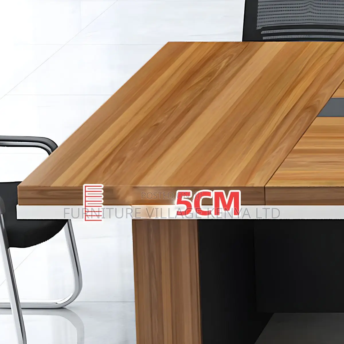 Boardroom Tables:3-Meter Brown Work Table for Office Meeting