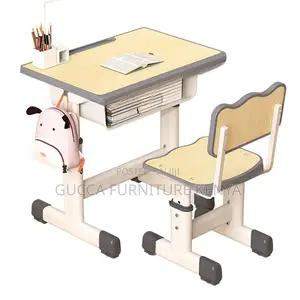 Kids Furniture:Light Gray Height-adjustable Kids School Desk