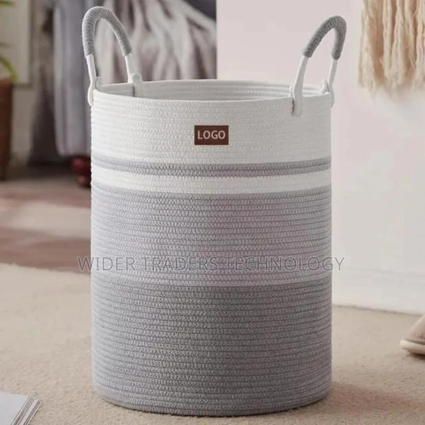 Cotton Rope Basket Decorative Woven Basket for Living Room