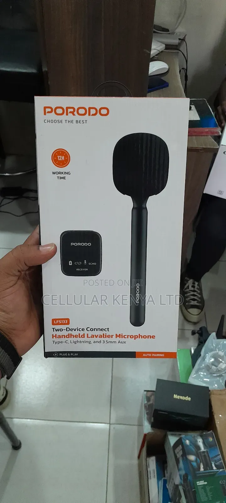 Porodo Two-Device Connect Handheld Lavalier Microphone