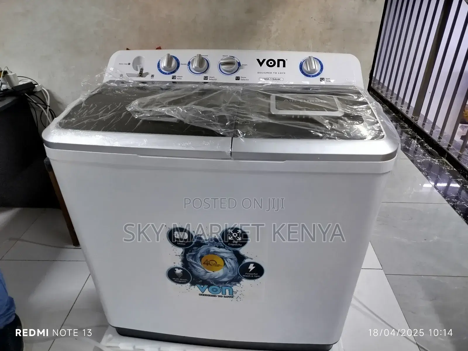Von Washing Machine 13kg Twin Tub Semi Automatic VWM-13ahk