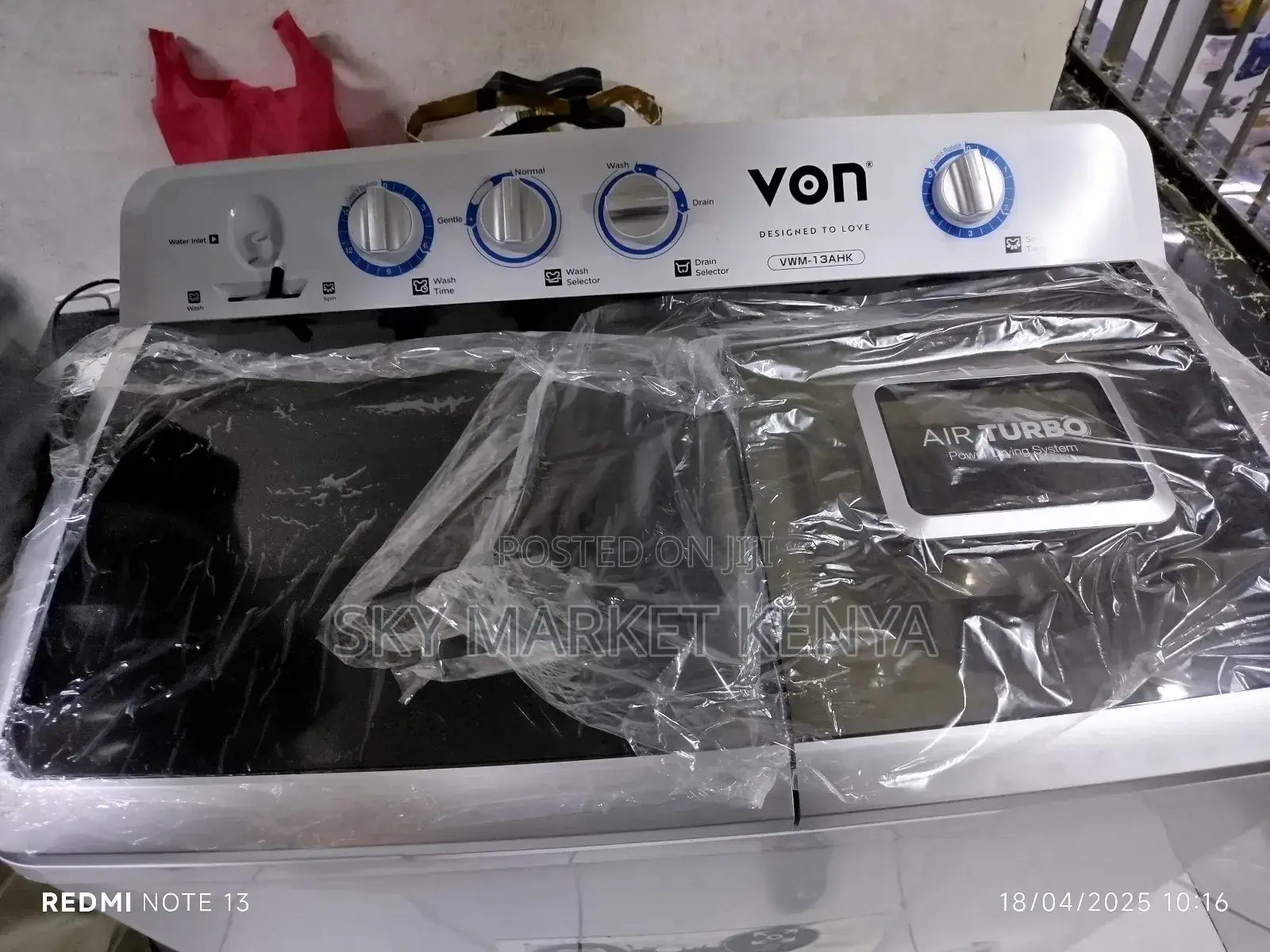 Von Washing Machine 13kg Twin Tub Semi Automatic VWM-13ahk