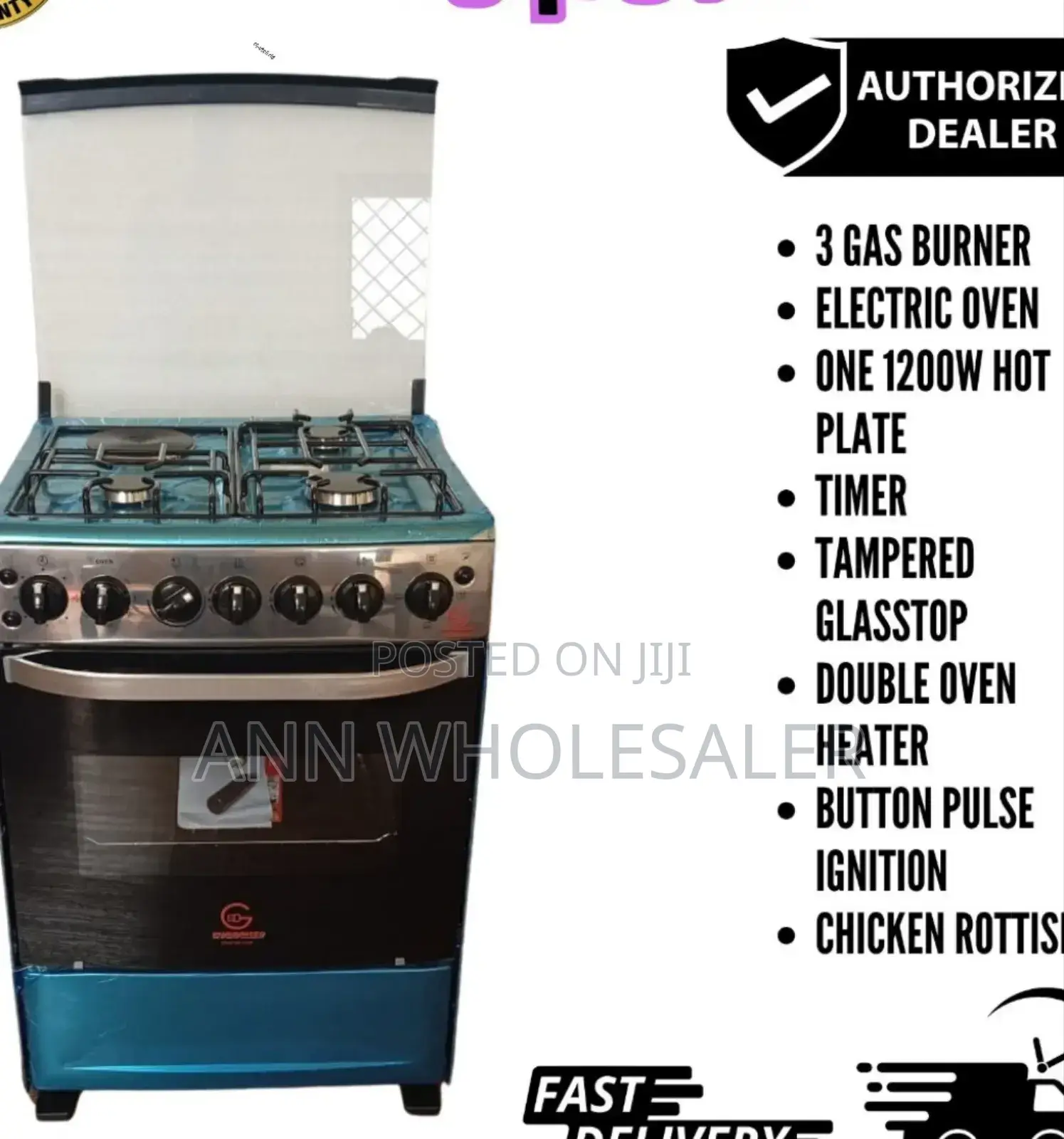 Double Oven Heater 60*65 Eurochef Standing 3 +1 Cooker