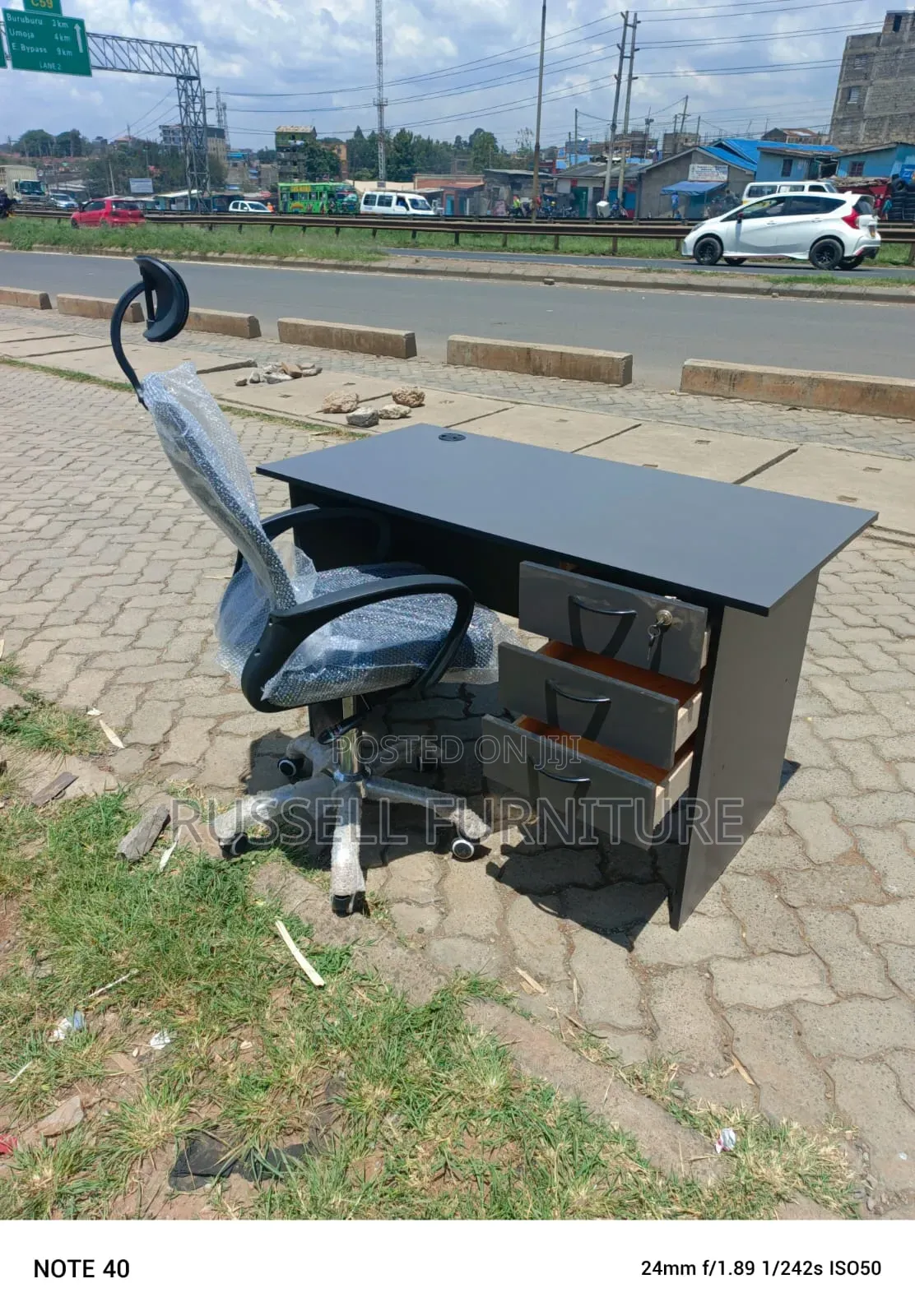 Durable Study Table and Headrest Office Chair