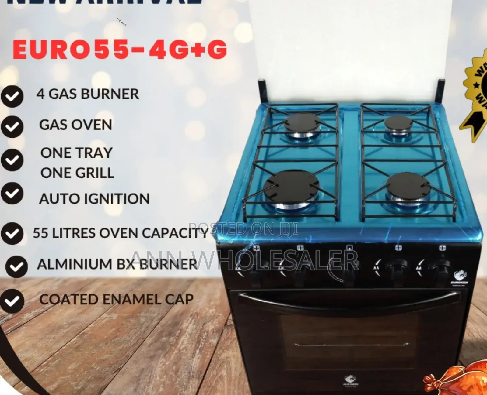 Euroken 4 Full Gas Cooker With Gas Oven