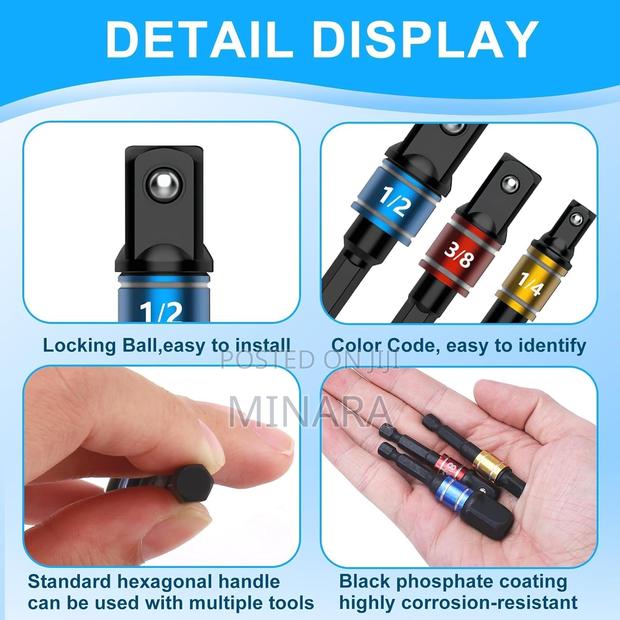 3 PCS , Universal Drill Socket Adapter Set - thumbnail 3