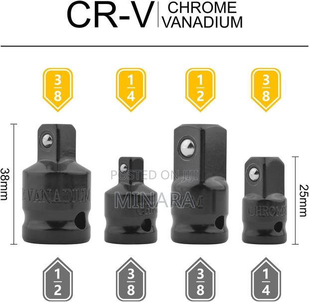 4 Pcs, Impact Socket Adapter / Reducer Set