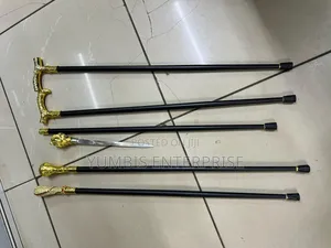 Elegant Black Walking Sticks With Gold Handles With Sword