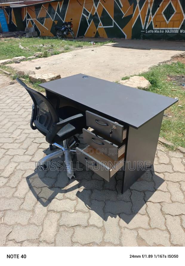 Mesh Office Chair and Grey Office Desk - main view