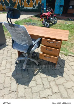 Study Table Brown Colour and New Headrest Office Chair