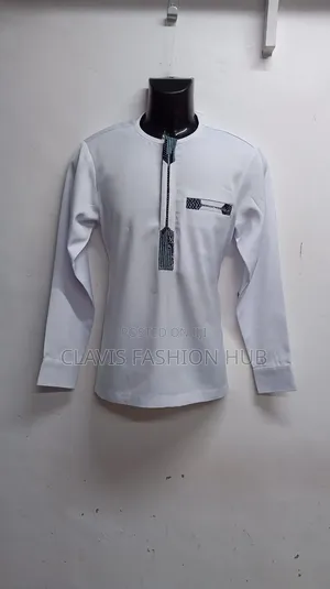 Long Sleeved White Shirt With Kitenge Stripes