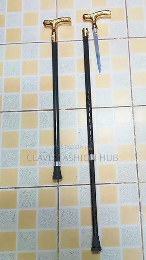 Adjustable Metallic Walking Stick With Sword - main view