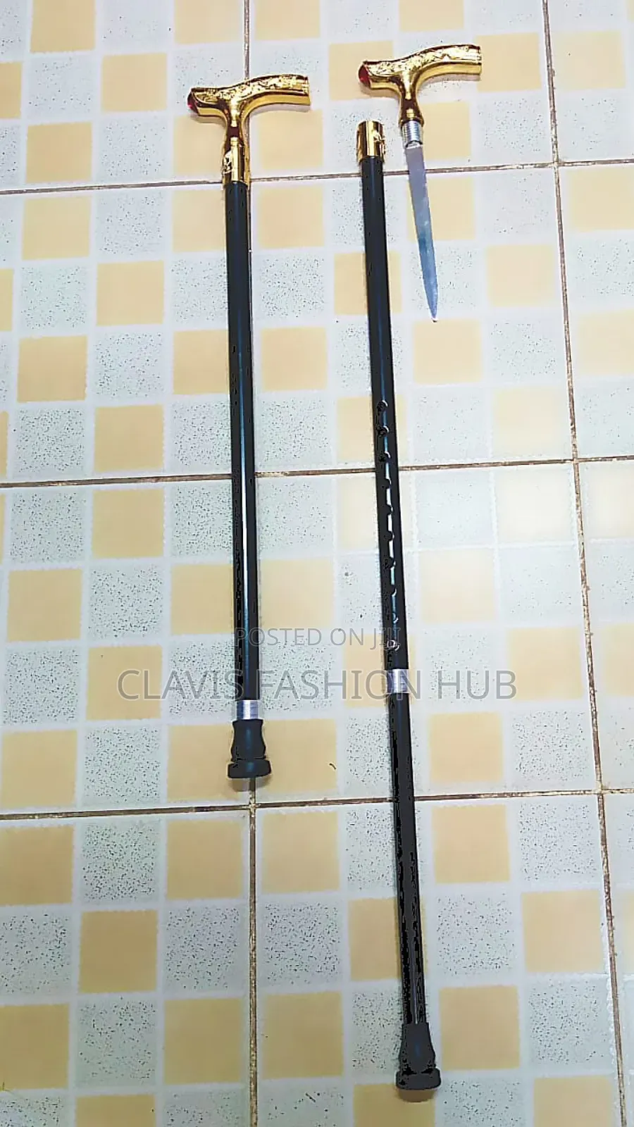 Adjustable Metallic Walking Stick With Sword