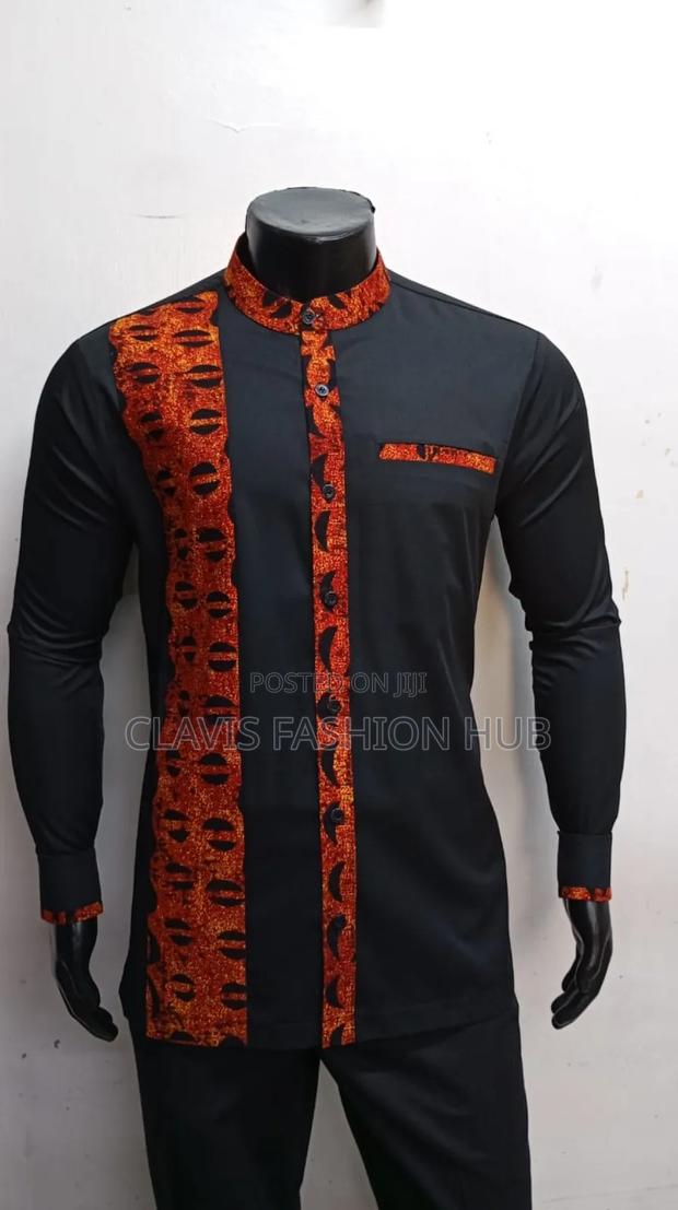 Black Kitenge Readymade Men Shirts - thumbnail 2