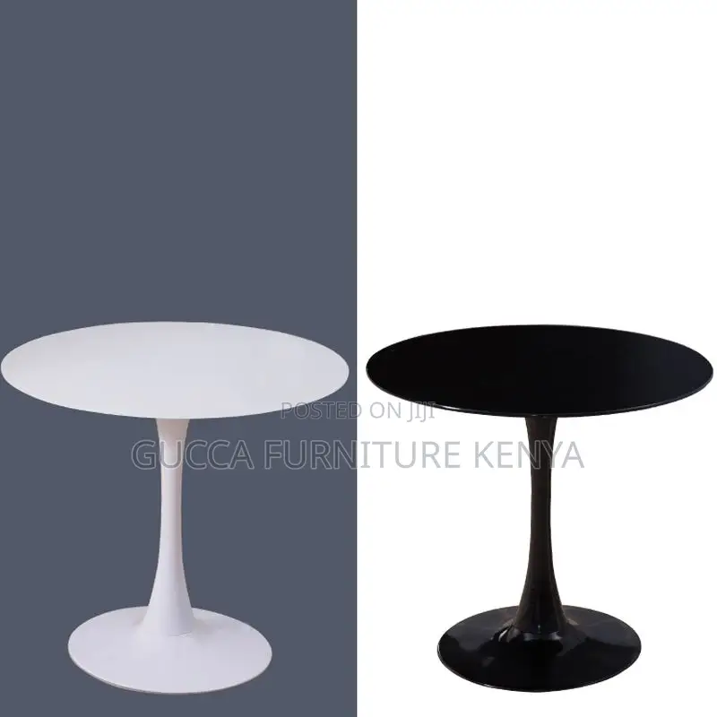 Dining Tables:Dining Rounded Table With White Vitreous Top