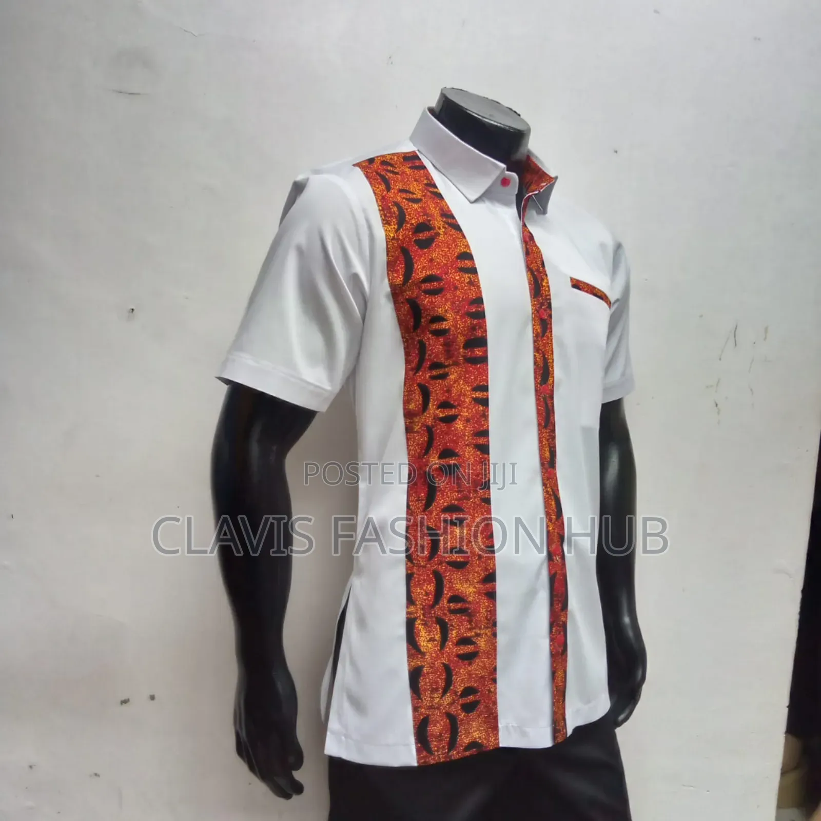 White Short Sleeved Kitenge Shirts