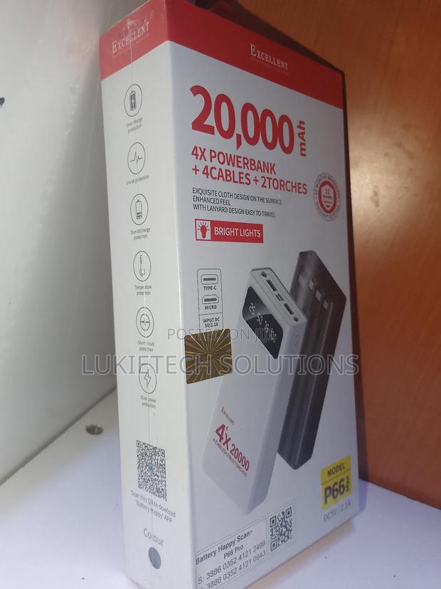 20000 Mah Excellent Power Bank.4 Cables,2 Torches - main view