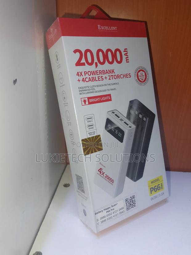 20000 Mah Excellent Power Bank.4 Cables,2 Torches - thumbnail 2