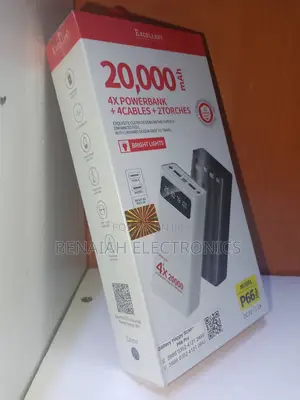 Excellent Powerbank 20000 Mah ,4 Cables, Portable, Efficient