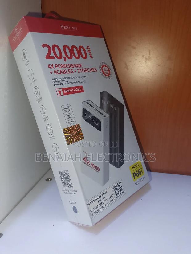 Excellent Powerbank 20000 Mah ,4 Cables, Portable, Efficient - thumbnail 2