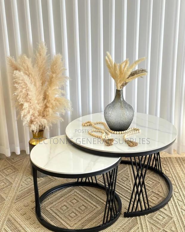 Modern Luxury 2in1 Marble Nesting Tables.Gold Metallic - main view