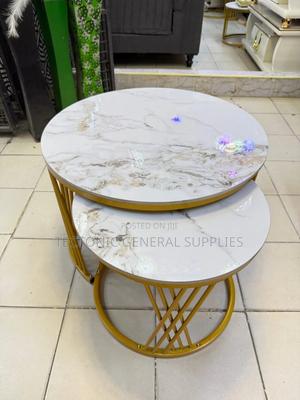 Modern Luxury 2in1 Marble Nesting Tables.Gold - thumbnail 2