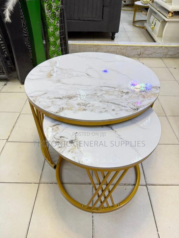 Modern Luxury 2in1 Marble Nesting Tables.Gold - main view