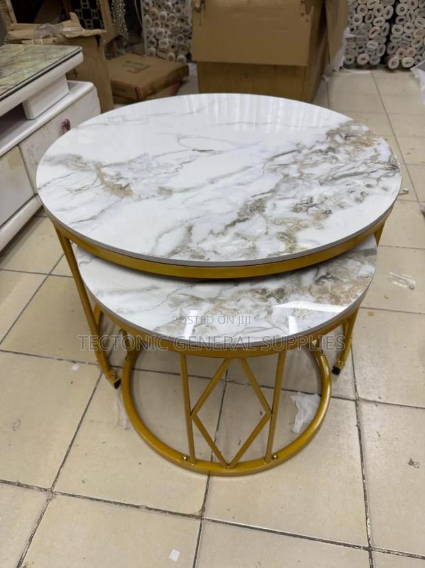 Modern Luxury 2in1 Marble Nesting Tables.Gold - thumbnail 3