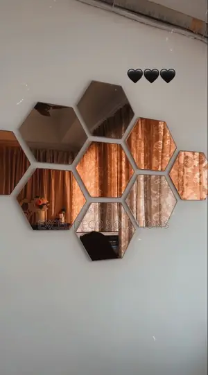 Brown Wall Decor Mirrors- Hexagon Acrylic Mirrors