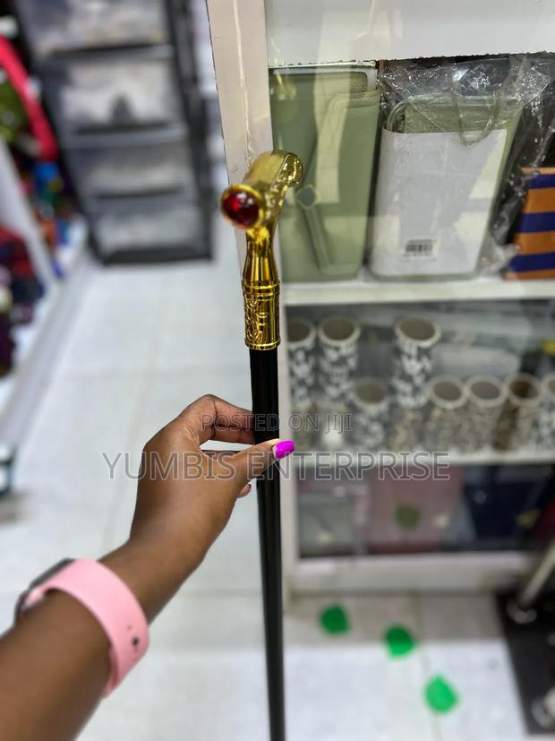 Metallic Fancy Walking Sticks With Gold Handl and Sword