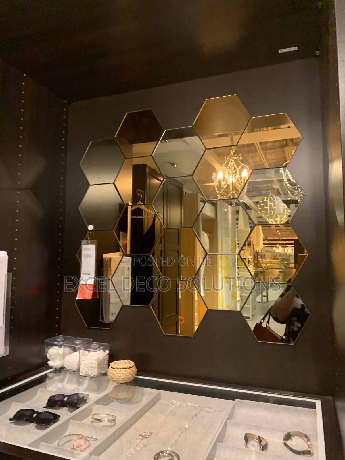 Gold Hexagon Mirror-Interior Decor Trends