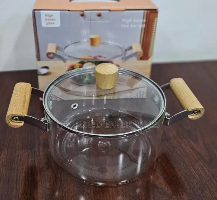 *2 Wooden Handle High Boron Heavy Borosilicate Glass 2,5l