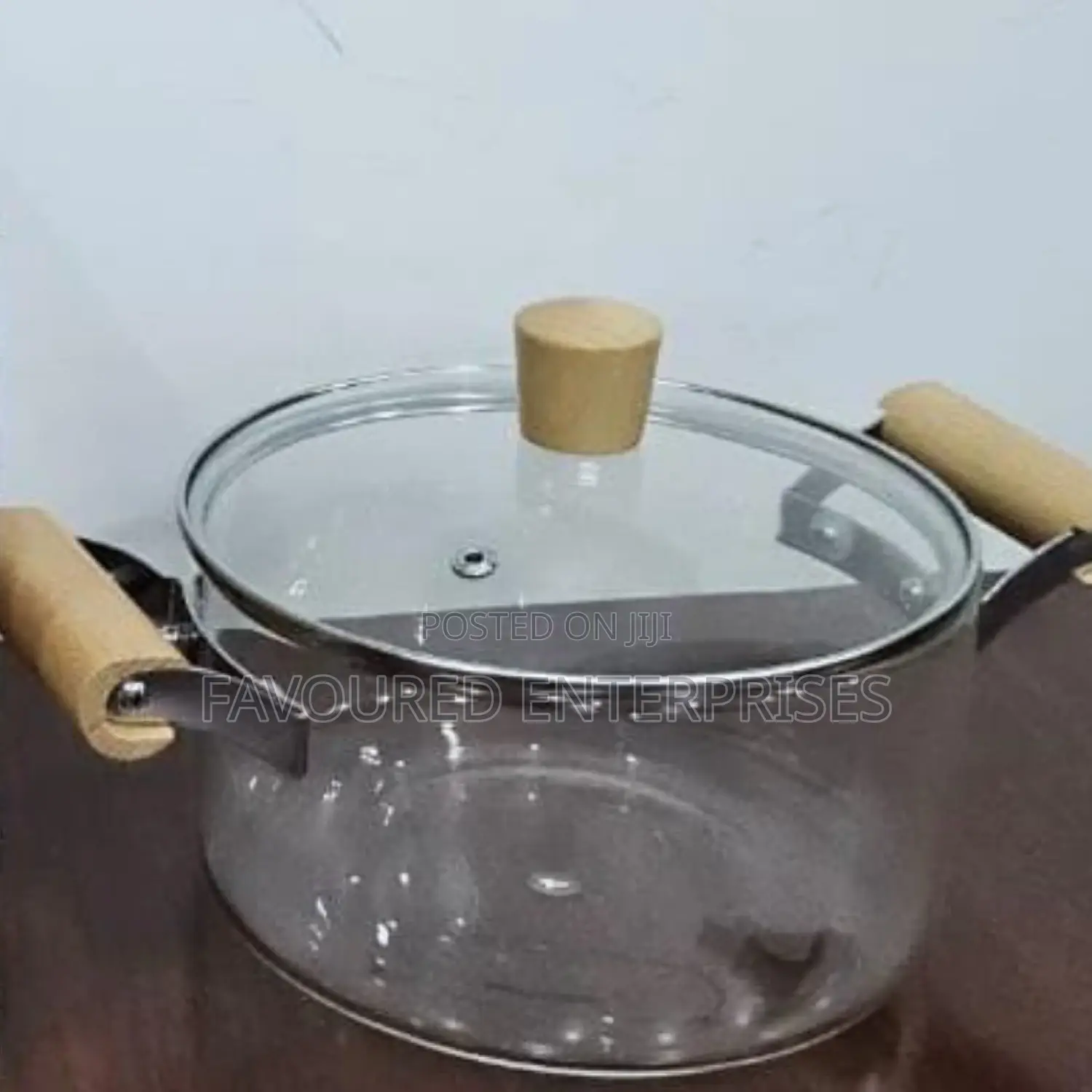 *2 Wooden Handle High Boron Heavy Borosilicate Glass3.5l