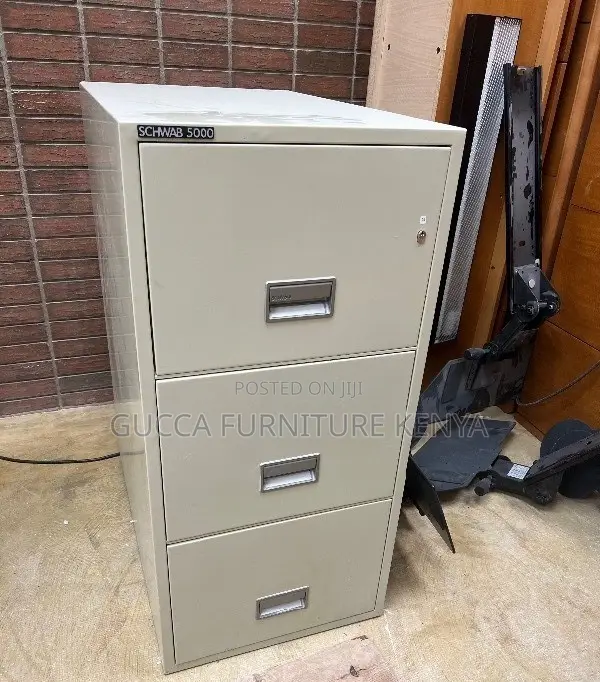 Office Cabinets:3-Drawer Silver Frame Key Lockable Cabinet