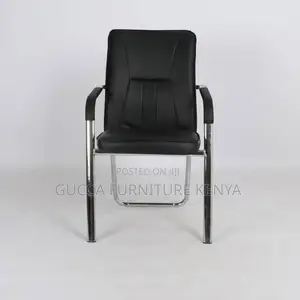 Office Chairs: Low Back Fixed Leather Office Chair With Arms