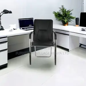 Office Chairs:Fixed Arm Chrome Low-Back Leather Desk Chair