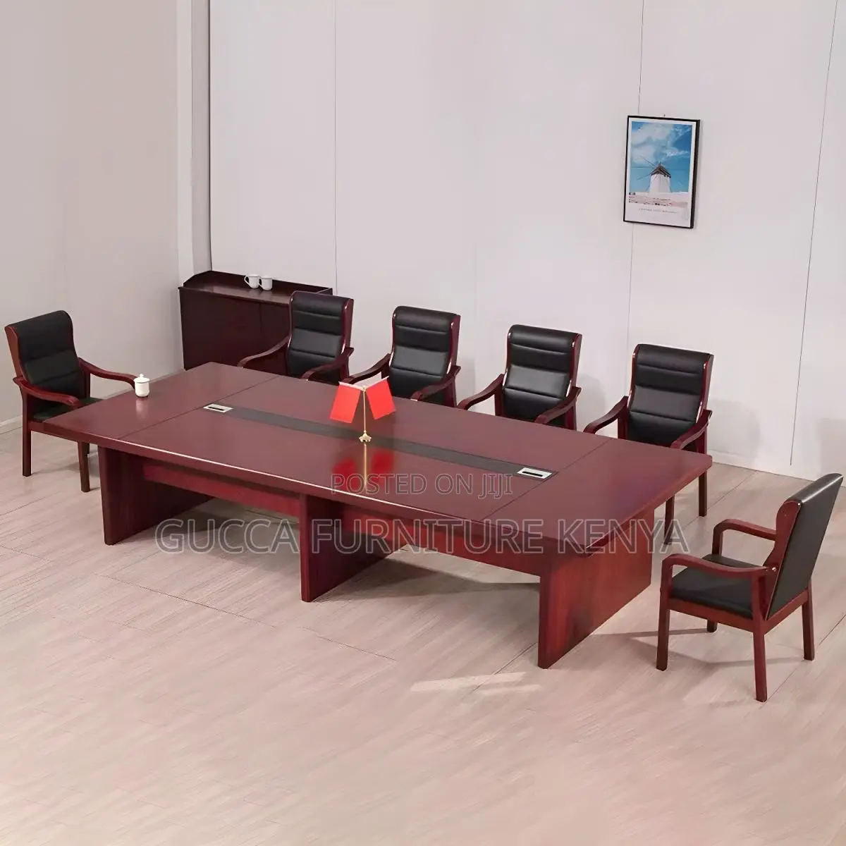 Boardroom Tables:3 Meter Traditional Red Wood Meeting Table