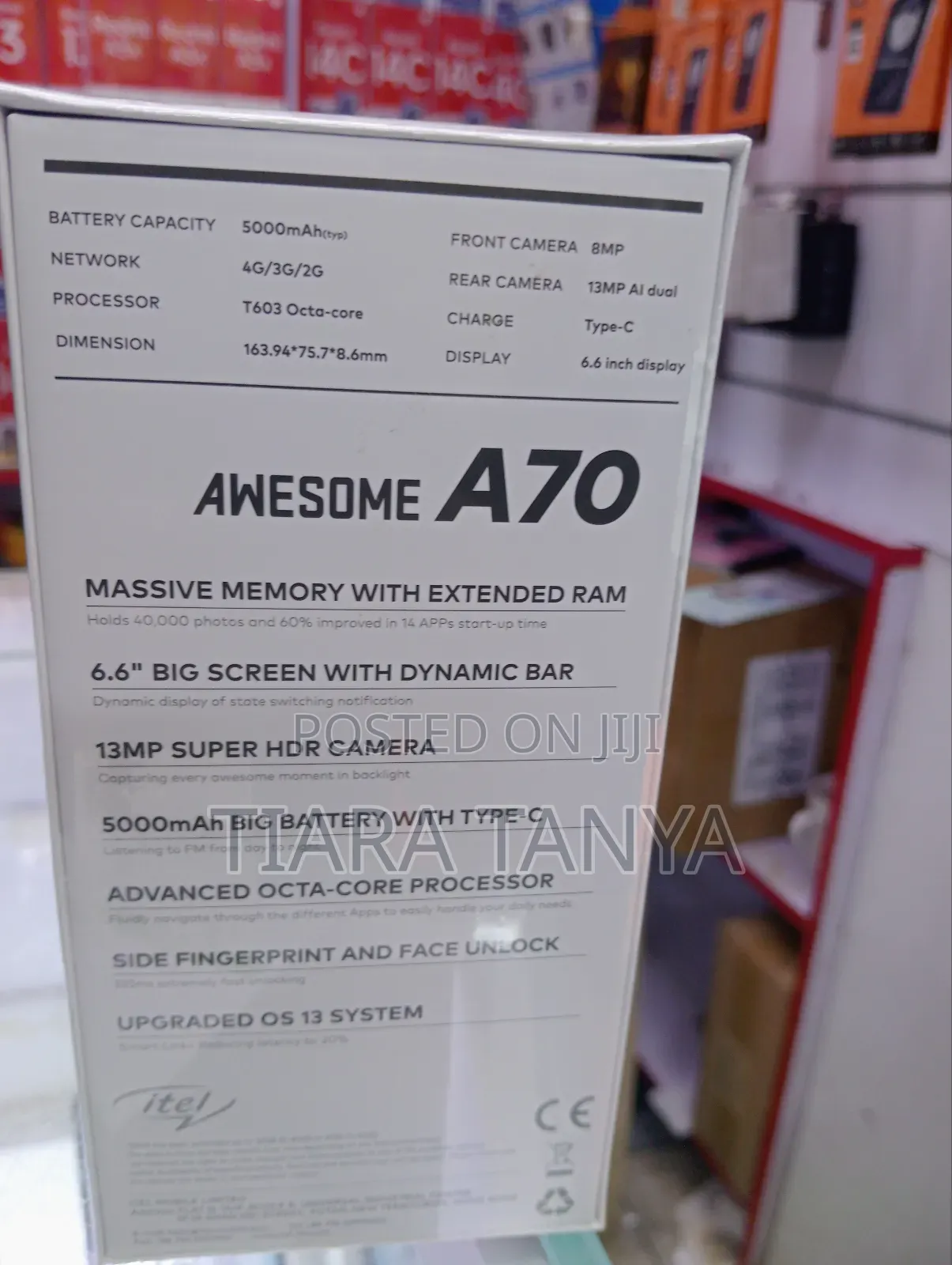 New Itel A70 128 GB Black