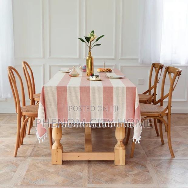 Stripped Linen Table Cloth