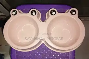 Frog Shaped Double Pet Bowl, 98 Ml, 27.8*15.5*4 Cm : Pink