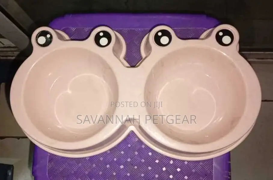 Frog Shaped Double Pet Bowl, 98 Ml, 27.8*15.5*4 Cm : Pink