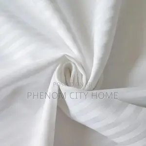 Pure White Cotton Stripped Bedsheet