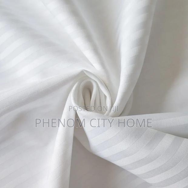 Pure White Cotton Stripped Bedsheet - thumbnail 2