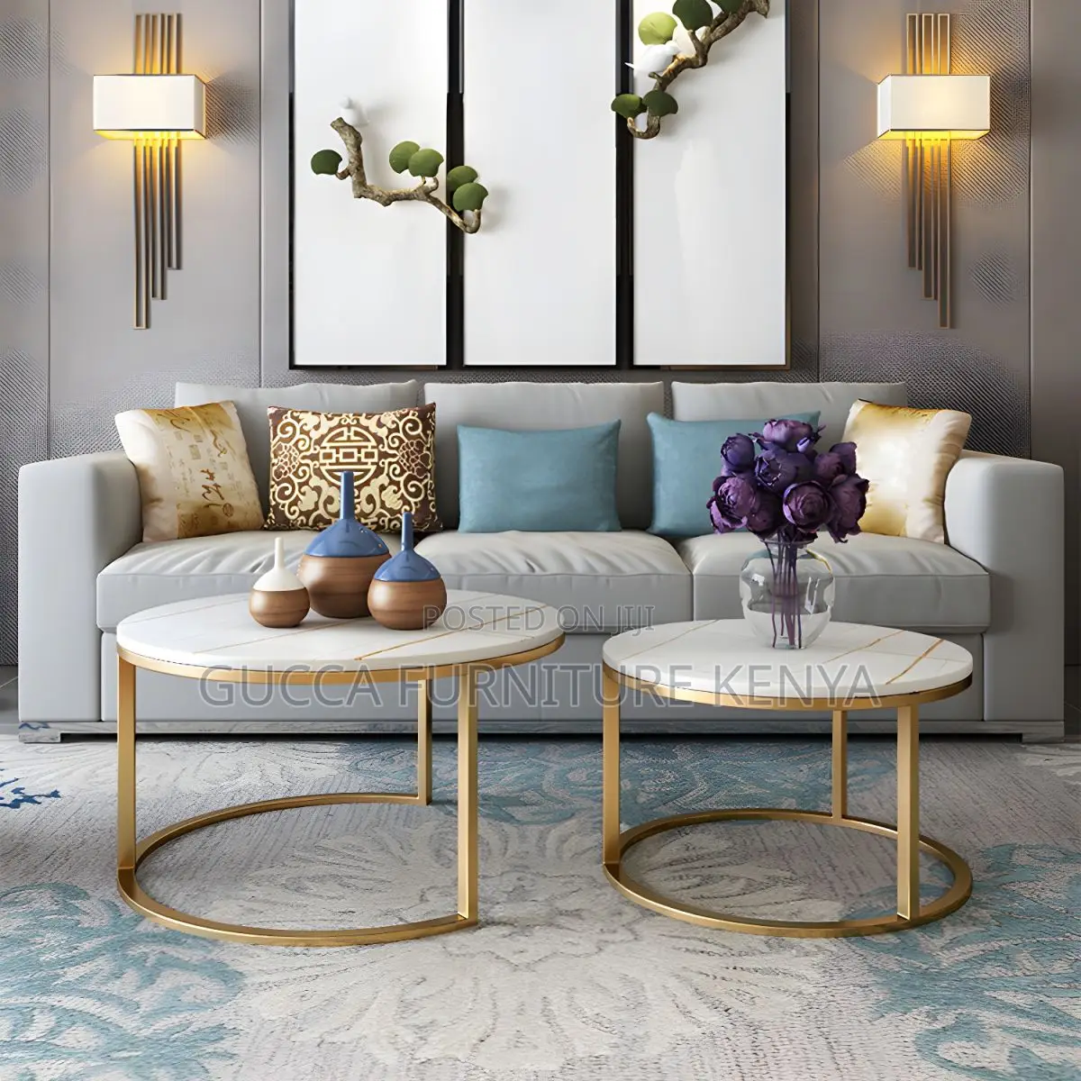 Coffee Tables: Slate Round Coffee Table for Office Home