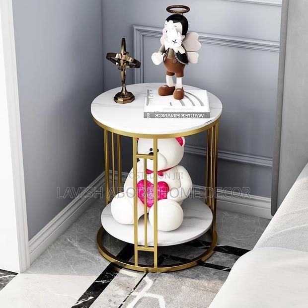 Classy Side Table MDF Wood Marble Effect - main view