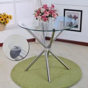 Glass Circular Dining Table Fits Upto 4 Chairs