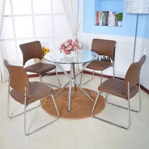 Glass Circular Dining Table Fits Upto 4 Chairs
