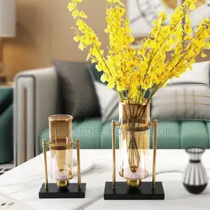 2 Pc Modern Transparent Glass Flower Vase With Candle