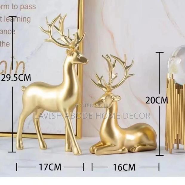 2 Pc Decorative Deers Set Gold Color - main view