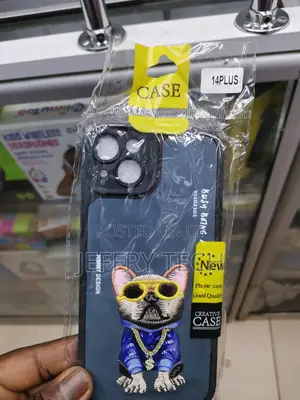 Faux Nimmy Design Embroidery Cool Dog Print iPhone 14+ Case